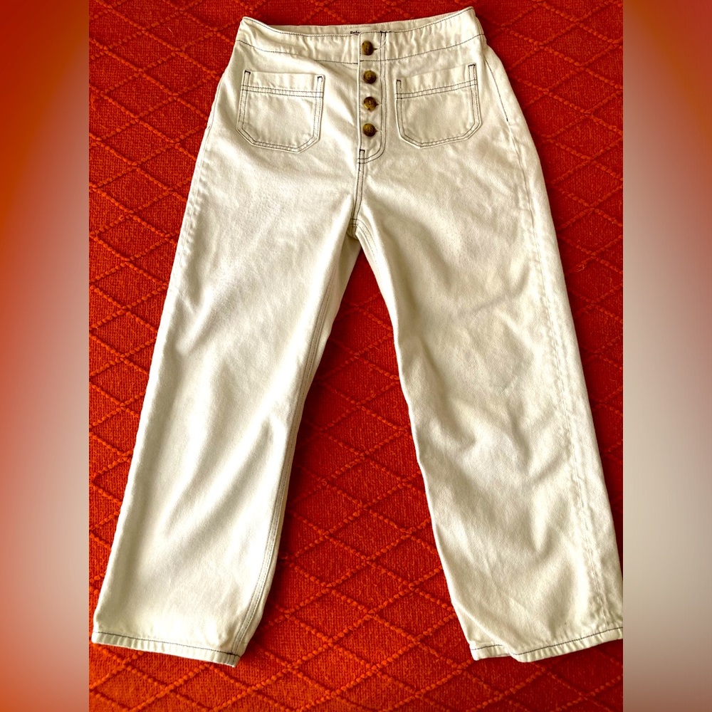 Reformation Cropped Jeans In Ivory